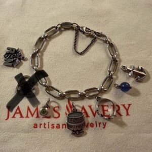 Ornate links bracelet with 6 charms